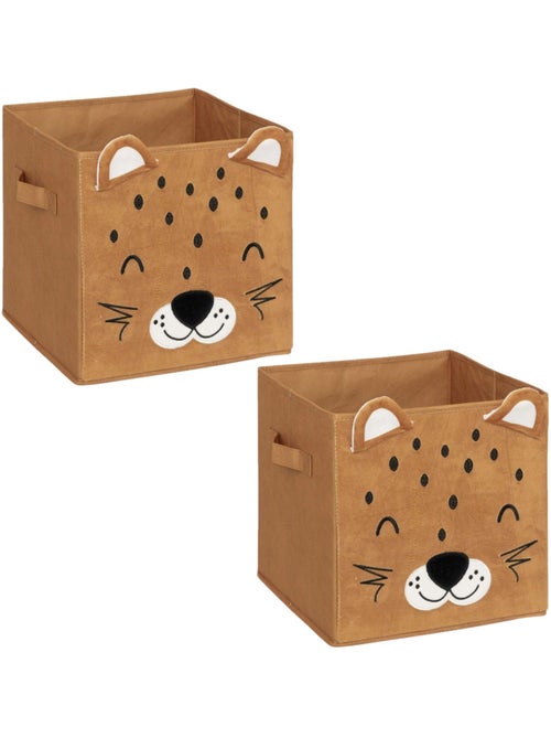 Lot de 2 boîtes de rangement enfant tigre en velours JOEY - Kiabi Lot de 2 boîtes de rangement enfant tigre en velours JOEY - Kiabi