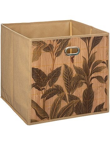 Lot de 2 boîtes de rangement imprimé tropical en bambou et tissu