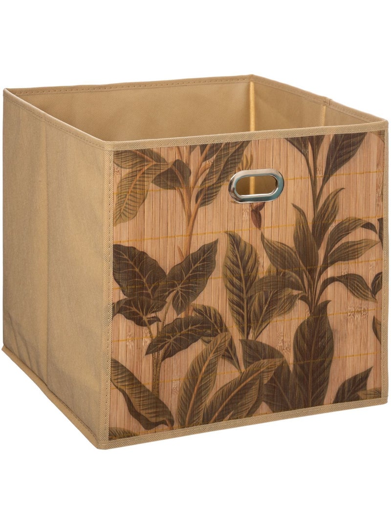 Lot de 2 boîtes de rangement imprimé tropical en bambou et tissu Marron - Kiabi