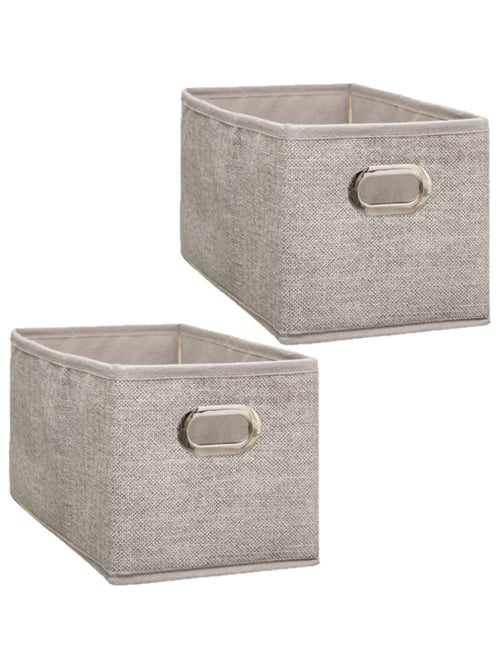 Lot de 2 Boîtes de rangement Largeur 15 x Hauteur 31 cm - Beige chiné - Kiabi
