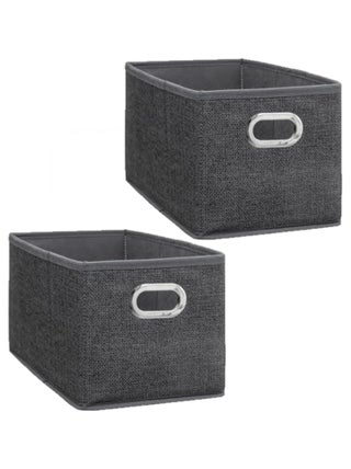 Lot de 2 Boîtes de rangement Largeur 15 x Hauteur 31 cm - Gris foncé chiné