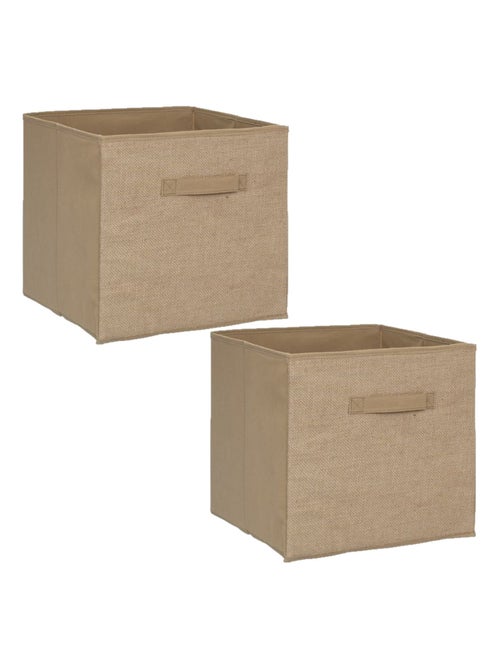 Lot de 2 Boîtes de rangement pliable en jute - 31 x 31 - Marron - Kiabi