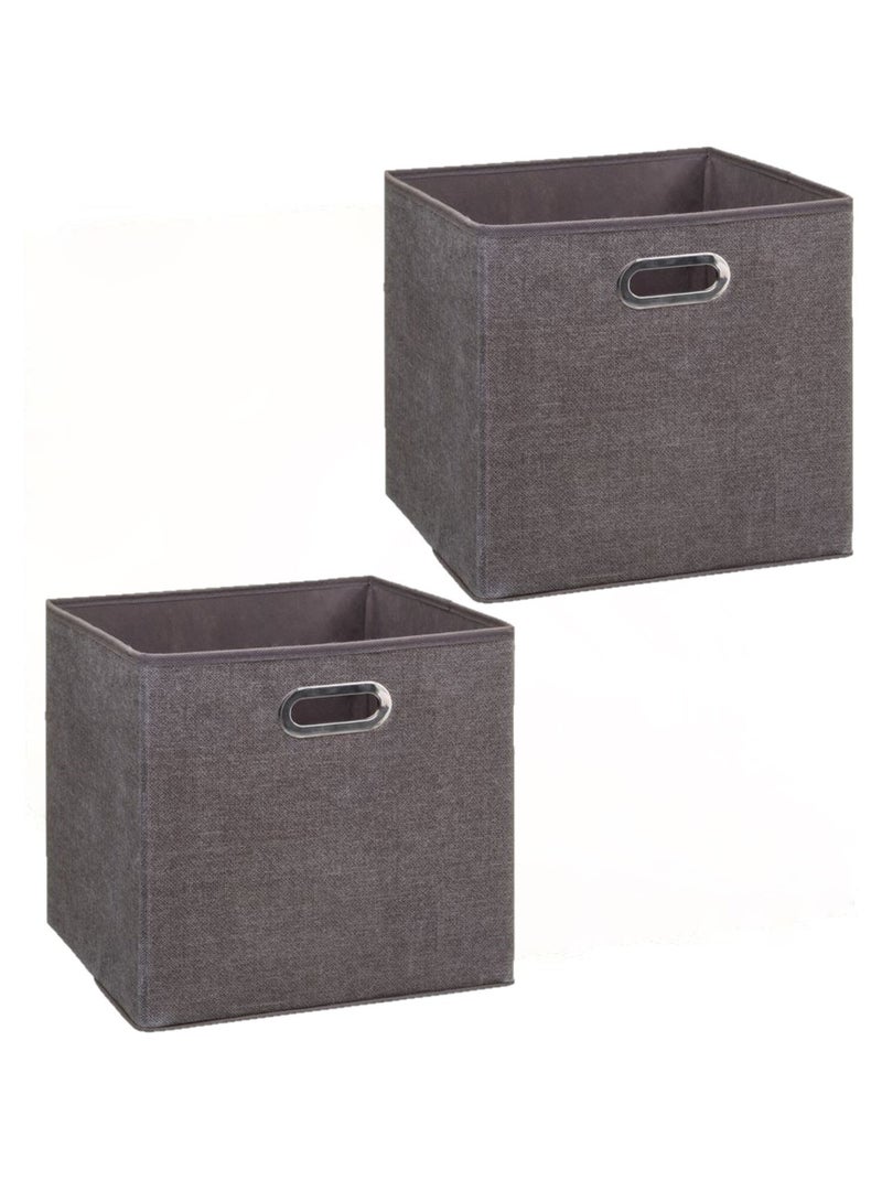Lot de 2 Boites de rangement pliable Marron - Kiabi