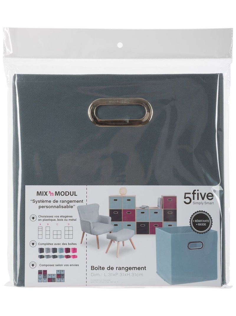 Lot de 2 boites de rangement pliables en tissu MIX'N MODUL Bleu - Kiabi