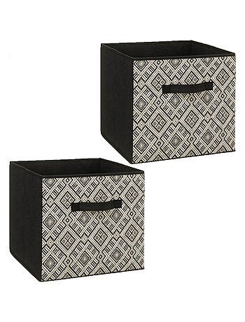 Lot de 2 boites de rangement pliantes motif ethnique MIX'N MODUL