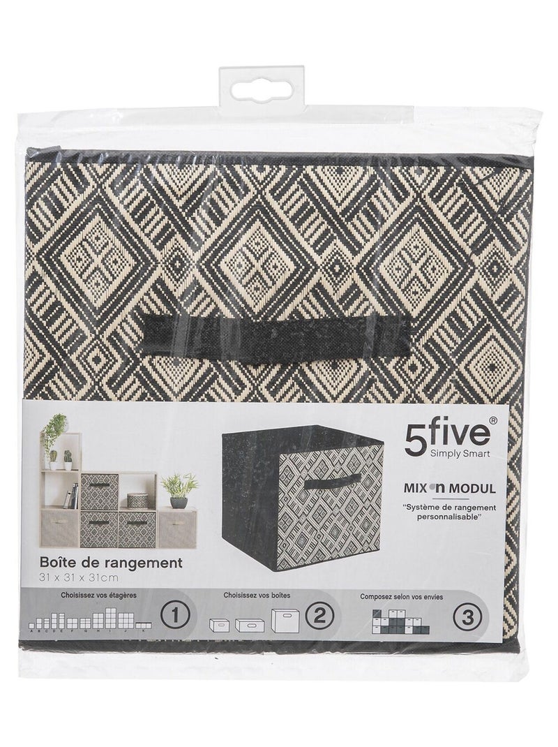 Lot de 2 boites de rangement pliantes motif ethnique MIX'N MODUL Noir - Kiabi