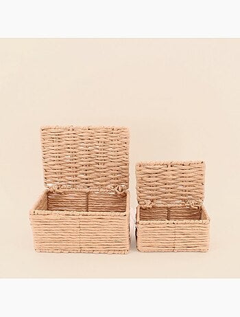 Lot de 2 boites en corde papier armatures métal