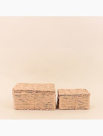 Lot de 2 boites en corde papier armatures métal