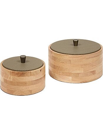Lot de 2 boîtes rondes en hévéa BONIE