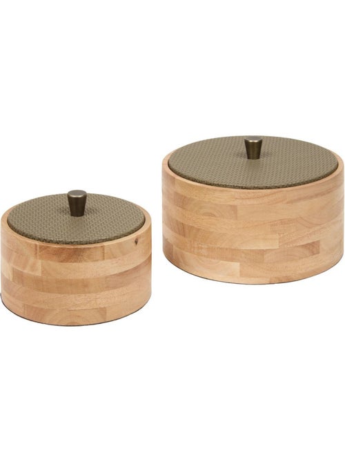 Lot de 2 boîtes rondes en hévéa BONIE - Kiabi Lot de 2 boîtes rondes en hévéa BONIE - Kiabi