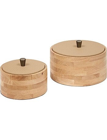 Lot de 2 boîtes rondes en hévéa bonie