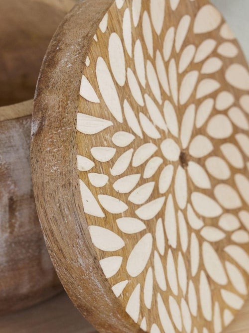 Lot de 2 boîtes rondes motif devant bois MANGO WOOD - Kiabi