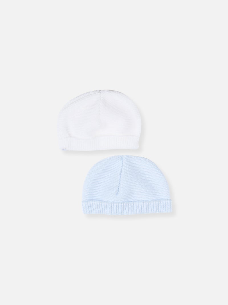 Lot de  2 bonnets Blanc Bleu - Kiabi