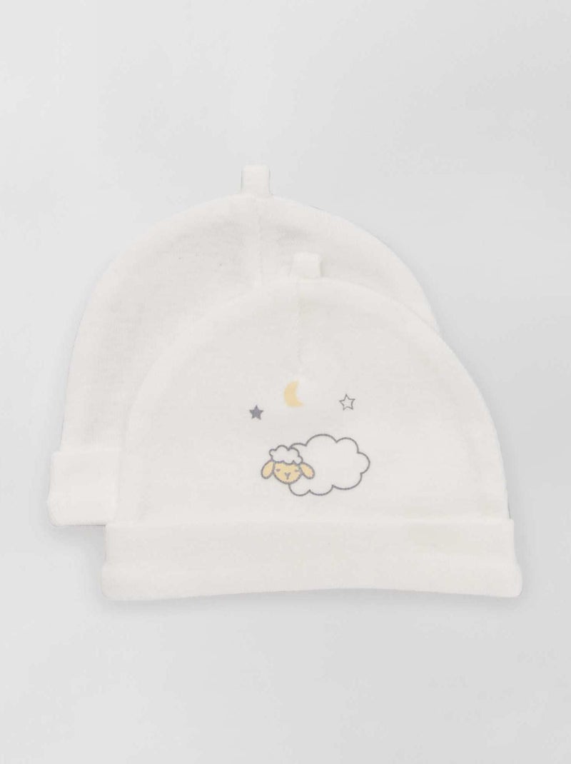 Lot de 2 bonnets BLANC - Kiabi