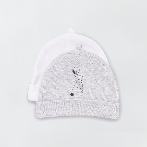 Lot De 2 Bonnets Eco Concus Bebe Garcon Gris Blanc Kiabi 4 00