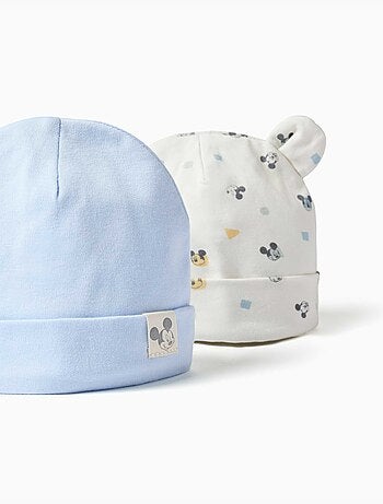 Lot de 2 bonnets en coton avec motif mickey