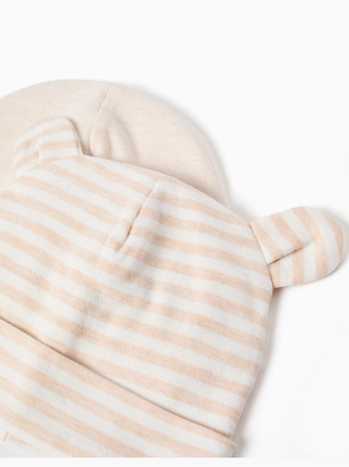 Lot de 2 bonnets uni/à rayures - Kiabi