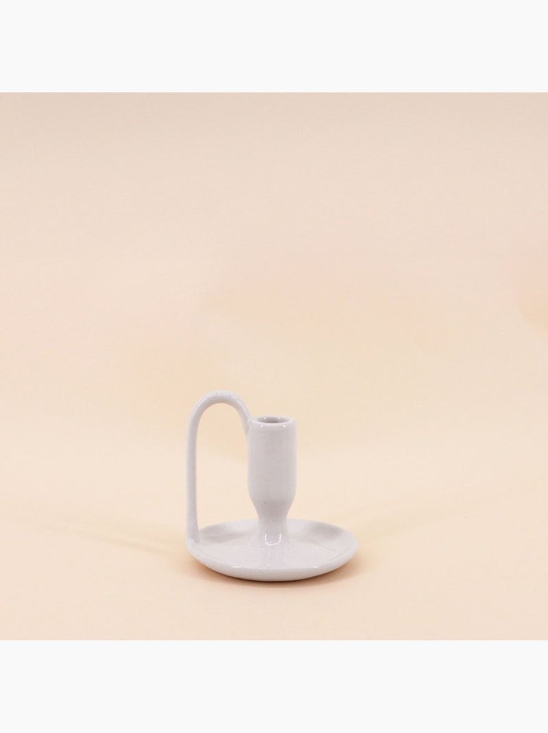 Lot de 2 bougeoirs blanc en céramique avec anse 11cm Blanc - Kiabi