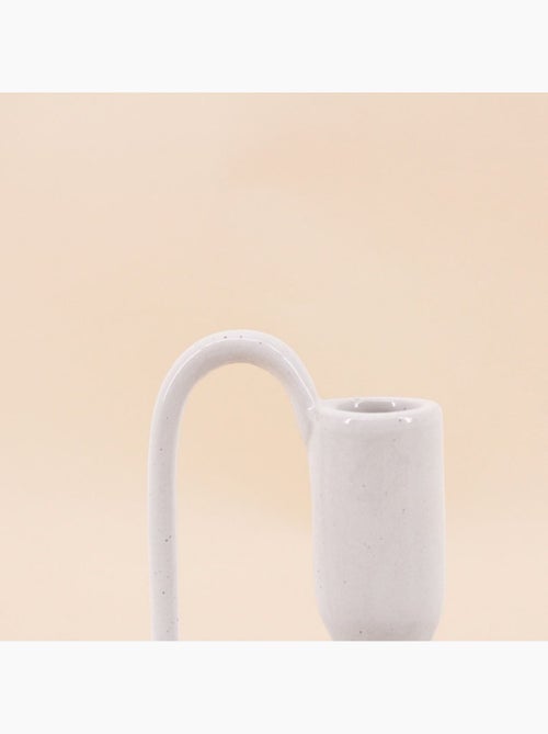 Lot de 2 bougeoirs blanc en céramique avec anse 11cm - Kiabi