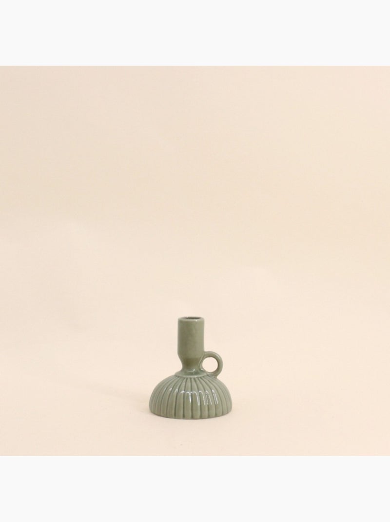 Lot de 2 bougeoirs en céramique strié vert Vert - Kiabi
