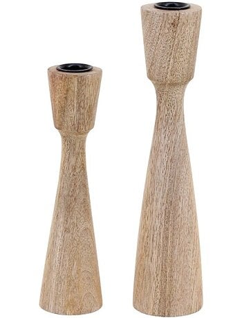 Lot de 2 bougeoirs en manguier 21, 26cm