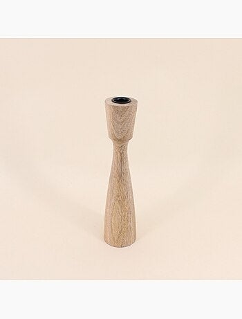 Lot de 2 bougeoirs en manguier 21, 26cm