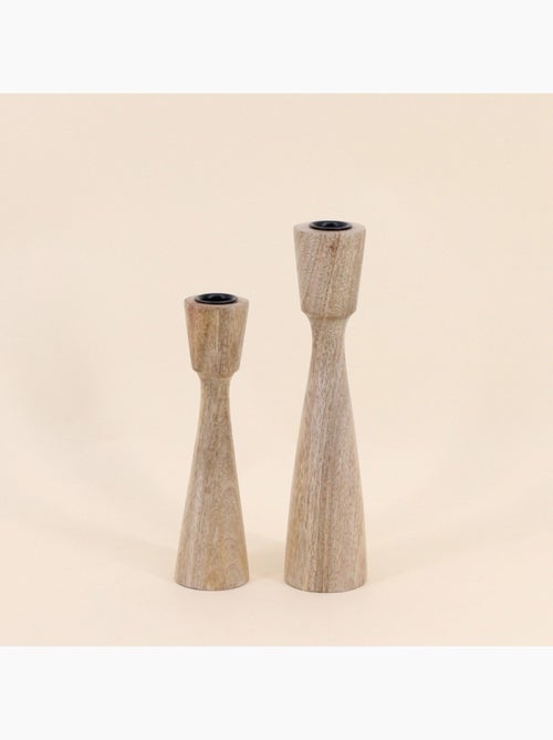 Lot de 2 bougeoirs en manguier 21, 26cm - Kiabi
