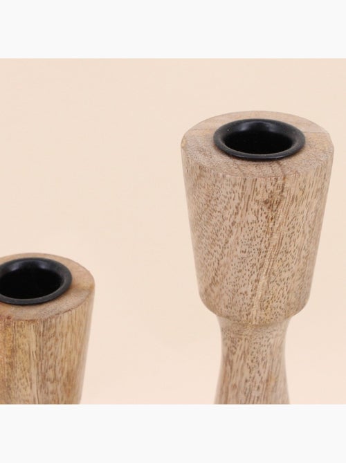 Lot de 2 bougeoirs en manguier 21, 26cm - Kiabi