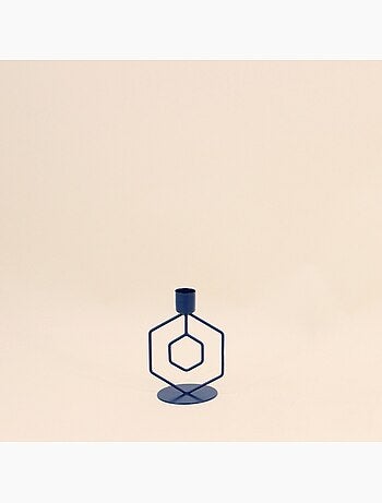 Lot de 2 bougeoirs en métal bleu