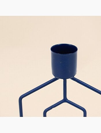 Lot de 2 bougeoirs en métal bleu