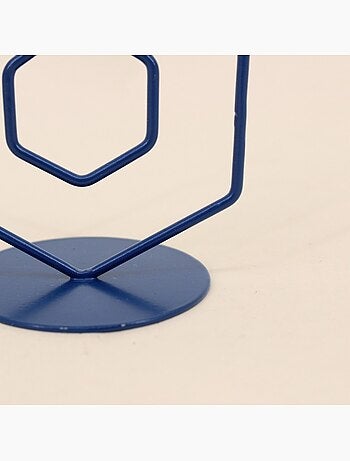 Lot de 2 bougeoirs en métal bleu