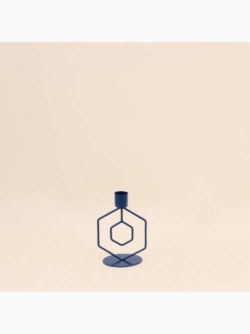 Lot de 2 bougeoirs en métal bleu - Kiabi