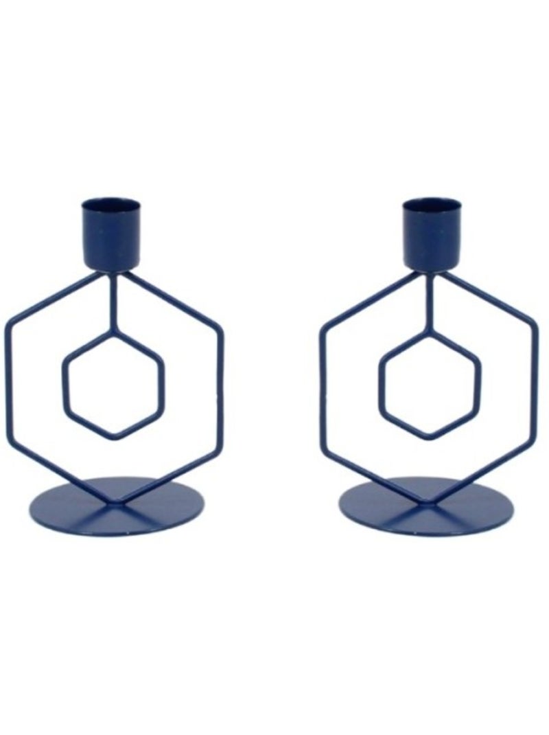 Lot de 2 bougeoirs en métal bleu Bleu - Kiabi
