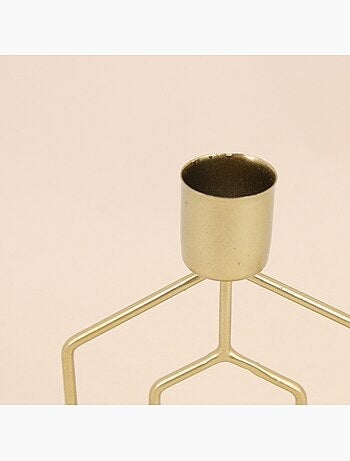 Lot de 2 bougeoirs en métal doré 12cm