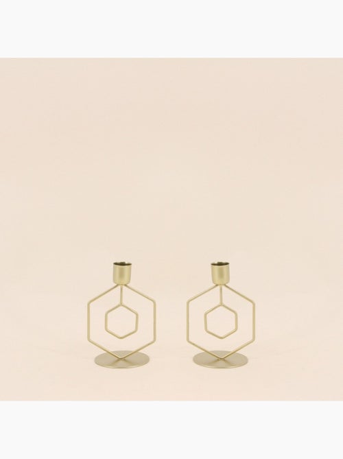 Lot de 2 bougeoirs en métal doré 12cm - Kiabi