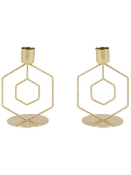 Lot de 2 bougeoirs en métal doré 12cm - Kiabi