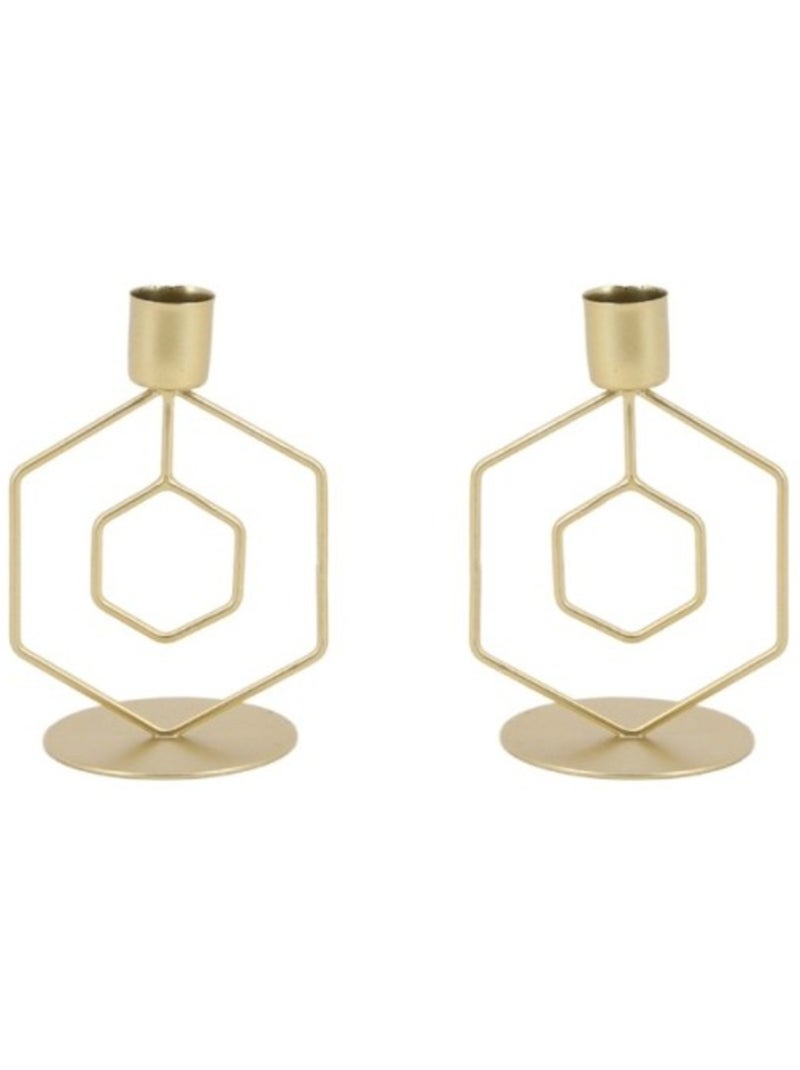 Lot de 2 bougeoirs en métal doré 12cm Doré - Kiabi