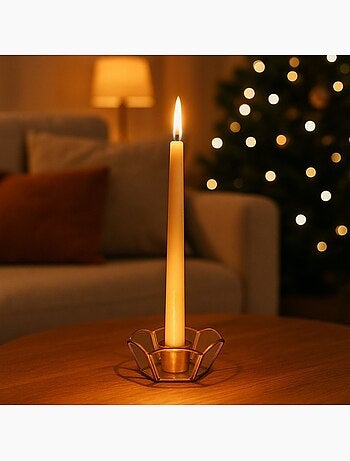 Lot de 2 bougeoirs en verre et métal doré