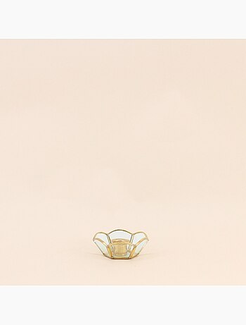 Lot de 2 bougeoirs en verre et métal doré