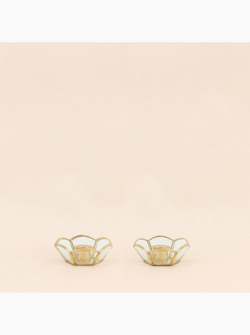 Lot de 2 bougeoirs en verre et métal doré - Kiabi