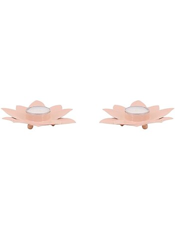 Lot de 2 bougeoirs fleurs rose 12cm