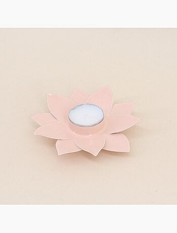 Lot de 2 bougeoirs fleurs rose 12cm