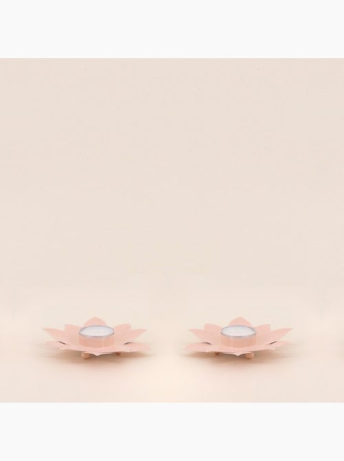 Lot de 2 bougeoirs fleurs rose 12cm - Kiabi