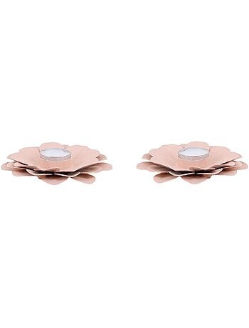 Lot de 2 bougeoirs fleurs roses 13cm