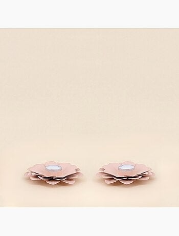 Lot de 2 bougeoirs fleurs roses 13cm