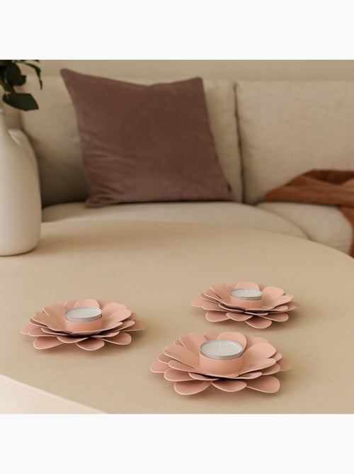 Lot de 2 bougeoirs fleurs roses 13cm - Kiabi