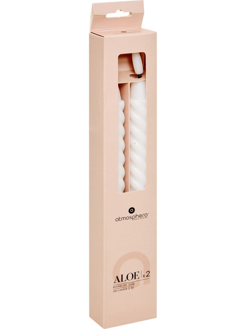 Lot de 2 bougie-bâtons TWIST ALOE Blanc - Kiabi