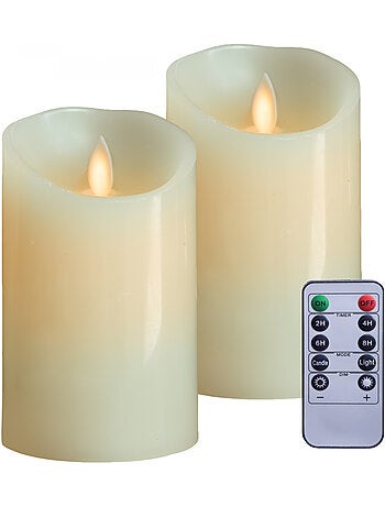 Lot de 2 bougies à LED en cire avec télécommande, flamme vacillante - Vivezen