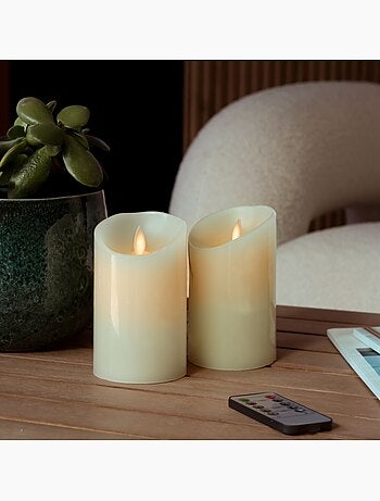 Lot de 2 bougies à LED en cire avec télécommande, flamme vacillante - Vivezen