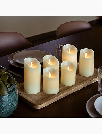 Lot de 2 bougies à LED en cire avec télécommande, flamme vacillante - Vivezen